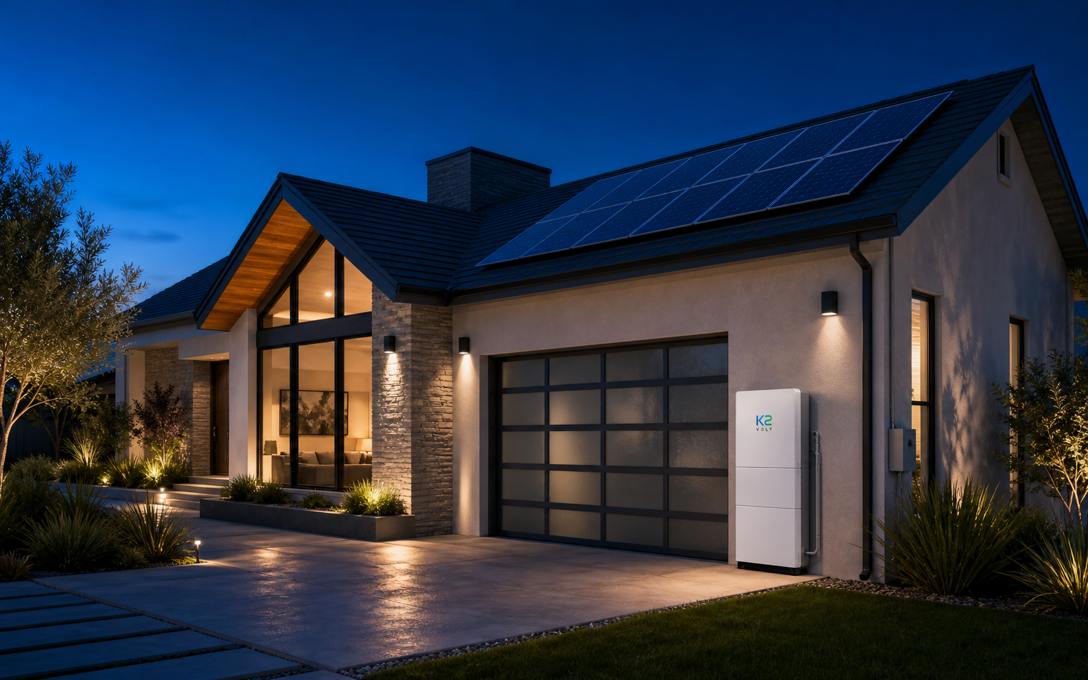 K2VOLT residential battery at a solar-powered American home