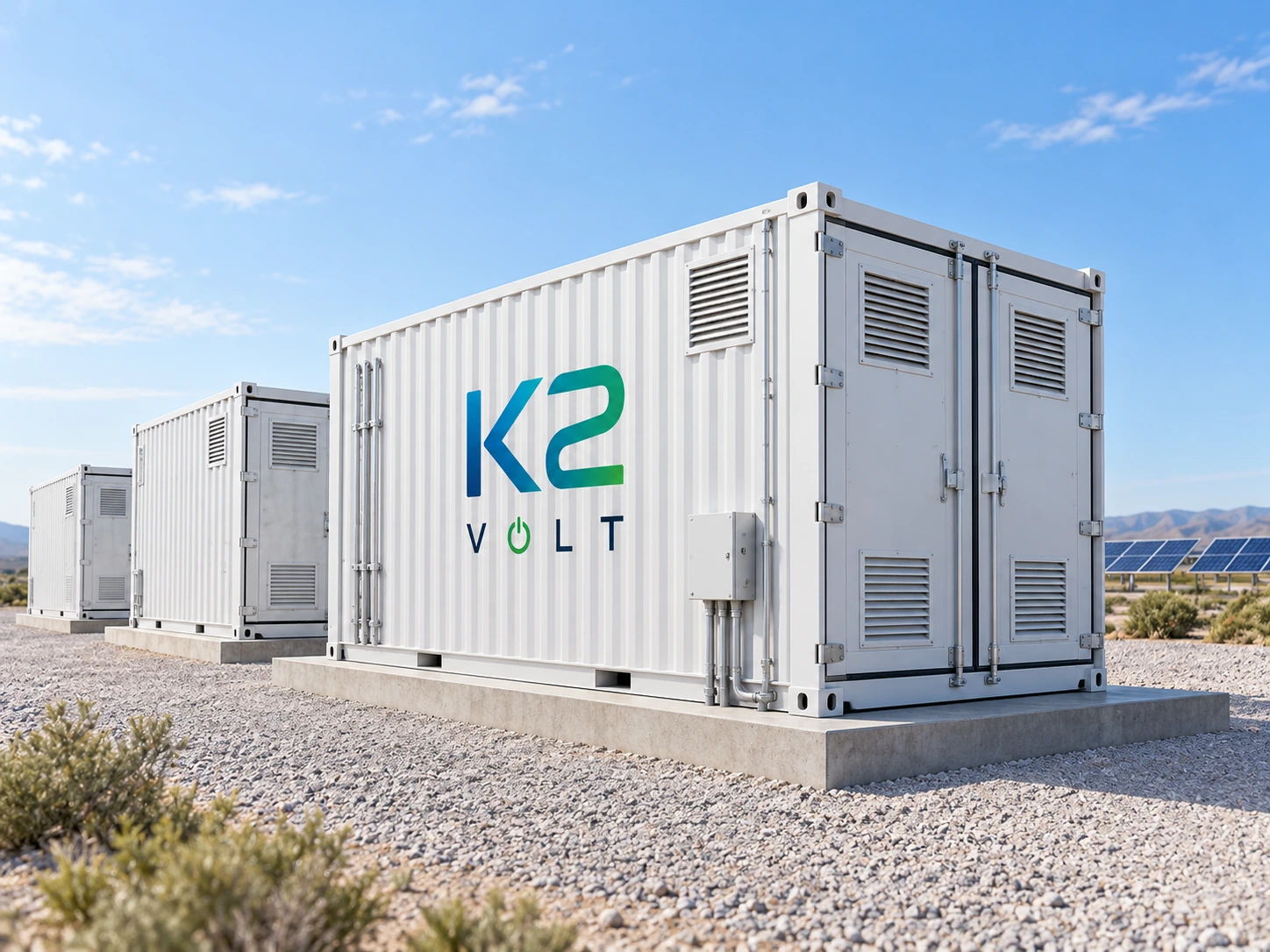 K2VOLT utility-scale storage connected to renewable generation — application concept visualization